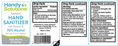 Label 2 (Hand Solutions Hand Sanitizer 2oz)